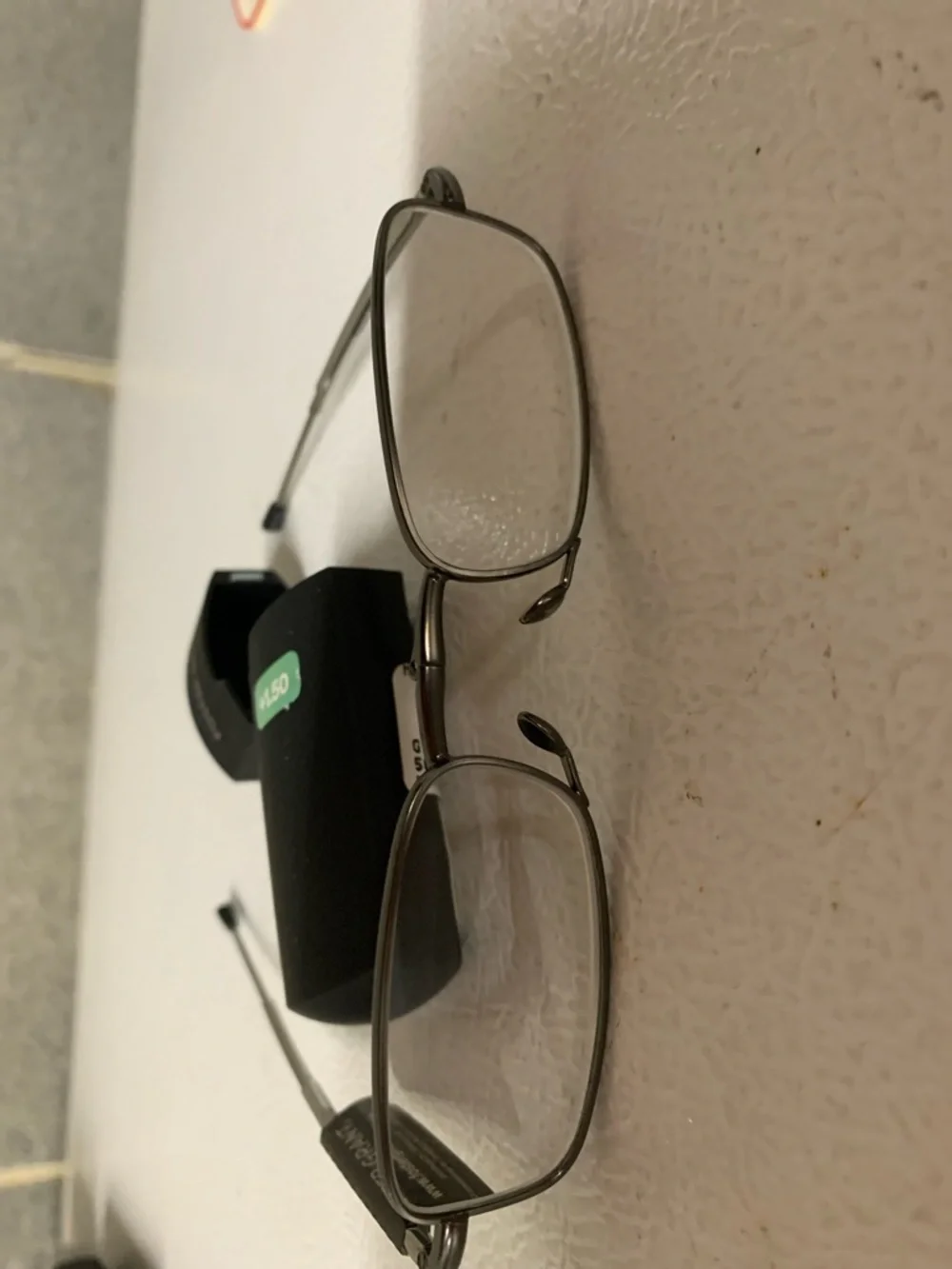 Foster Grant Foldable Rectangular Reading Glasses in Silver with Black Case